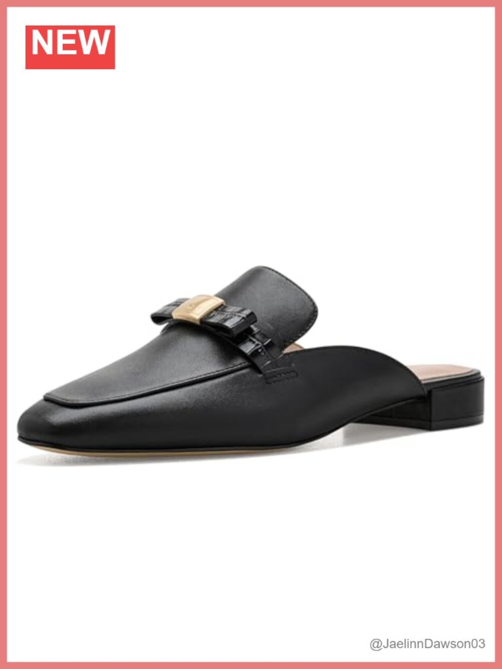 Leather Bow Mules Slip-On Flat Shoes Women's Business Casual